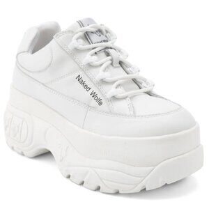 Naked Wolfe Sporty Chunky Leather Sneaker, Women's Size 7 - White
